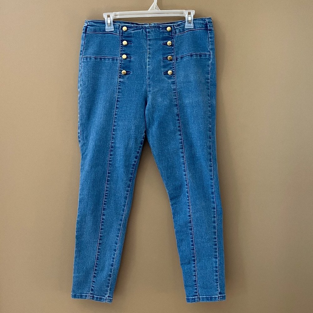 Venus Back Zip Button Detail Jeans - Size 14